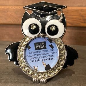 Owl graduation frame   Black, white and silver with bling